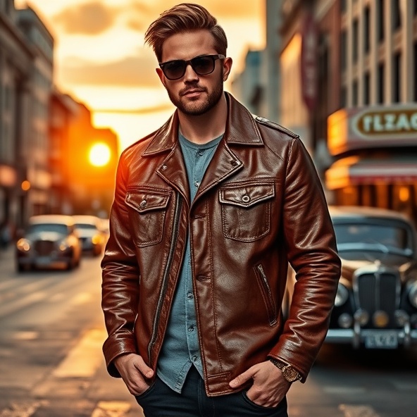 kurtka skórzana retro