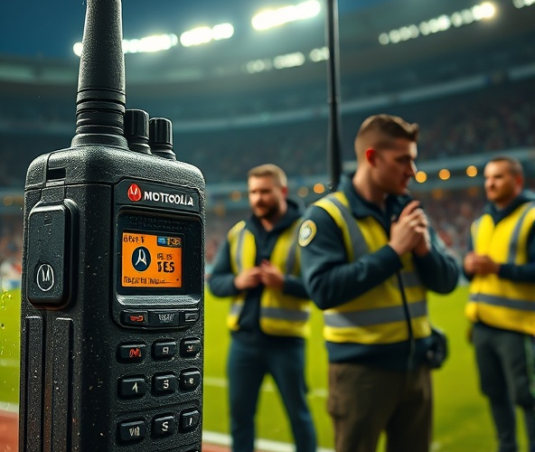 Które radiotelefony Motorola do ochrony na stadionie mają IP67 i AES?