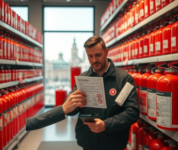 Jak sprawdzić certyfikaty gaśnic w sklepie pożarniczym w Warszawie?