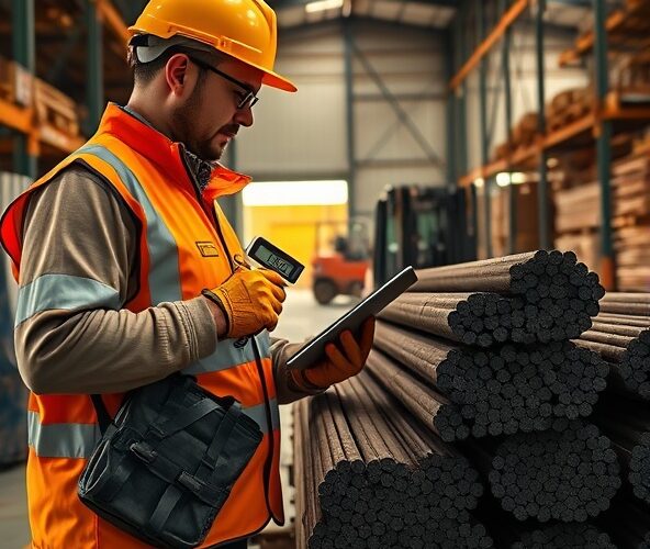 Jak magazynier sprawnie kontroluje żebrowane pręty przy dostawie?