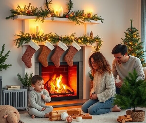 Jak przystroić kominek na święta bez ognia w mieszkaniu z dziećmi?