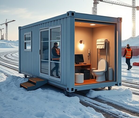 Jak wybrać kontener biurowy z zapleczem sanitarnym na budowę zimą?