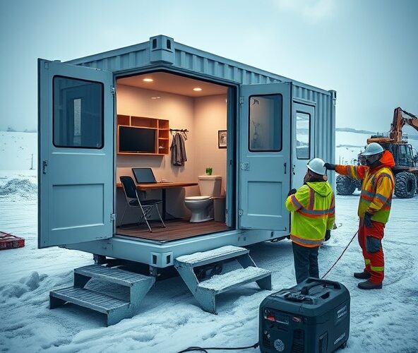 Jak wybrać kontener biurowy z zapleczem sanitarnym na budowę zimą?
