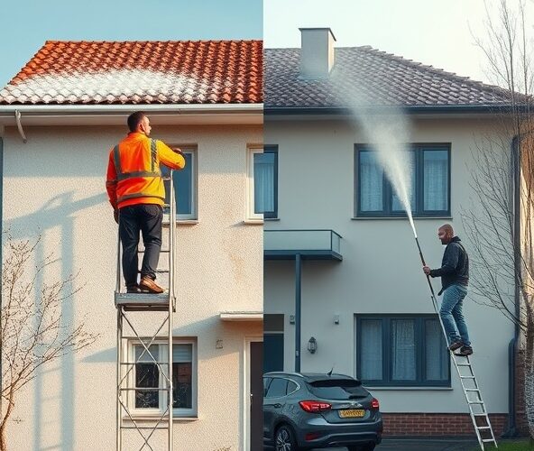 Mycie elewacji w Jankach: soft washing czy myjka ciśnieniowa?