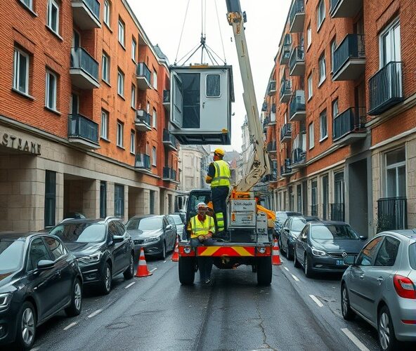 Jak wybrać usługi dźwigowe w Dąbrowie Górniczej na wąskiej ulicy?