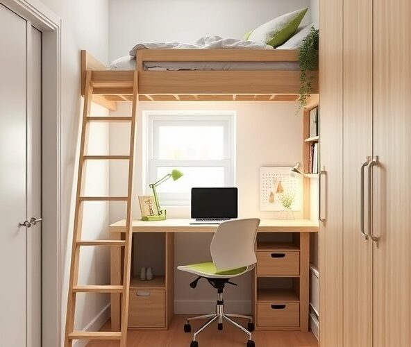 Jak wybrać drabinkę z biurkiem do pokoju nastolatka w małym mieszkaniu?