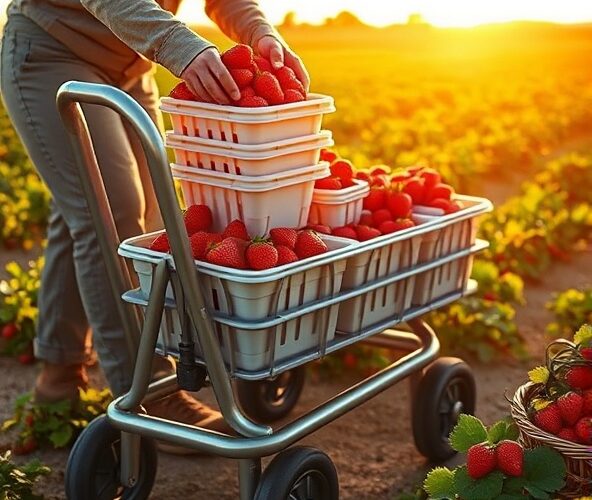 Czy wózek do zbioru truskawek z pojemnikiem przyspieszy zbiór?