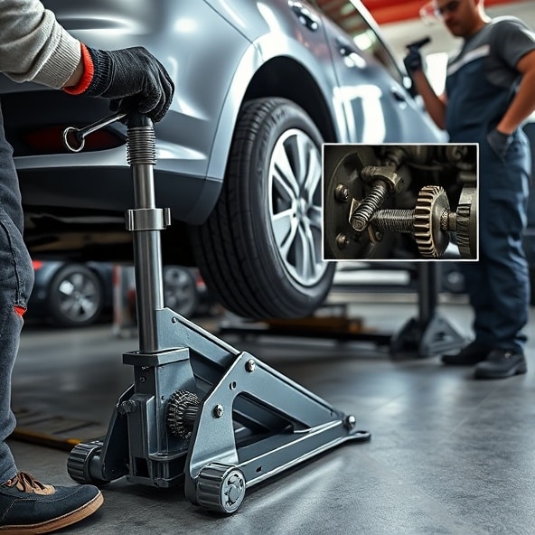 dźwignik na listwie zębatej z korbą