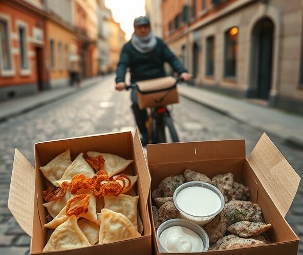 Jakie opakowania dowozowe dla pierogów Praga Warszawa 30–45 min?