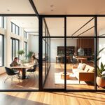 przeszklona cienkoprofilowa ścianka z aluminium